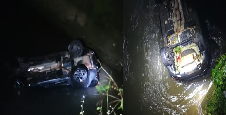 കാര് പാലത്തില്നിന്ന് താഴേക്ക് പതിച്ചു; ഇടുക്കിയില് വിനോദ യാത്രയ്ക്കെത്തിയ സംഘം അപകടത്തില്പ്പെട്ടു, ഒരു മരണം