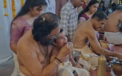 വിദ്യാരംഭം: കണ്ണൂരിലെ മൂകാംബികയിൽ ഹരിശ്രീ കുറിച്ച് കുരുന്നുകൾ; ക്ഷേത്രങ്ങളിൽ ഭക്തജനത്തിരക്ക്