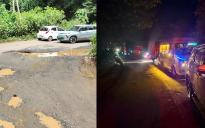 മാക്കൂട്ടം ചുരം റോഡ് തകർന്ന് തരിപ്പണമായി: അഞ്ചുമണിക്കൂറോളം ഗതാഗതക്കുരുക്ക്